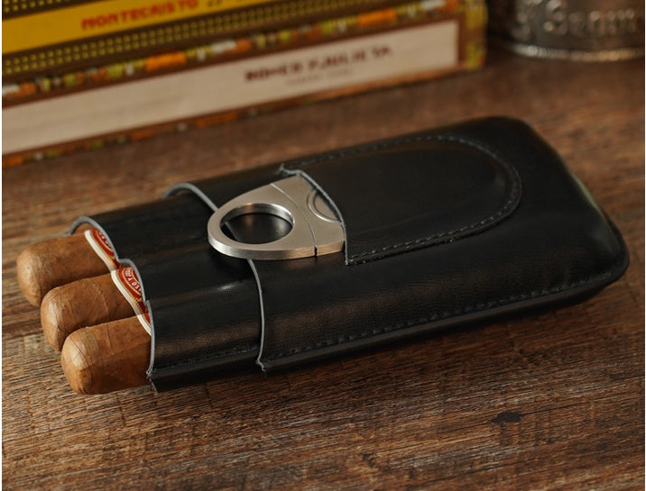 Trident Cigar Case & Cutter Set