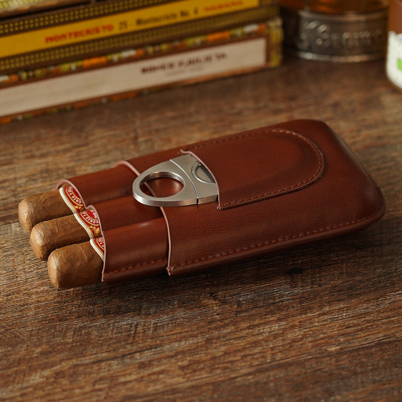 Trident Cigar Case & Cutter Set