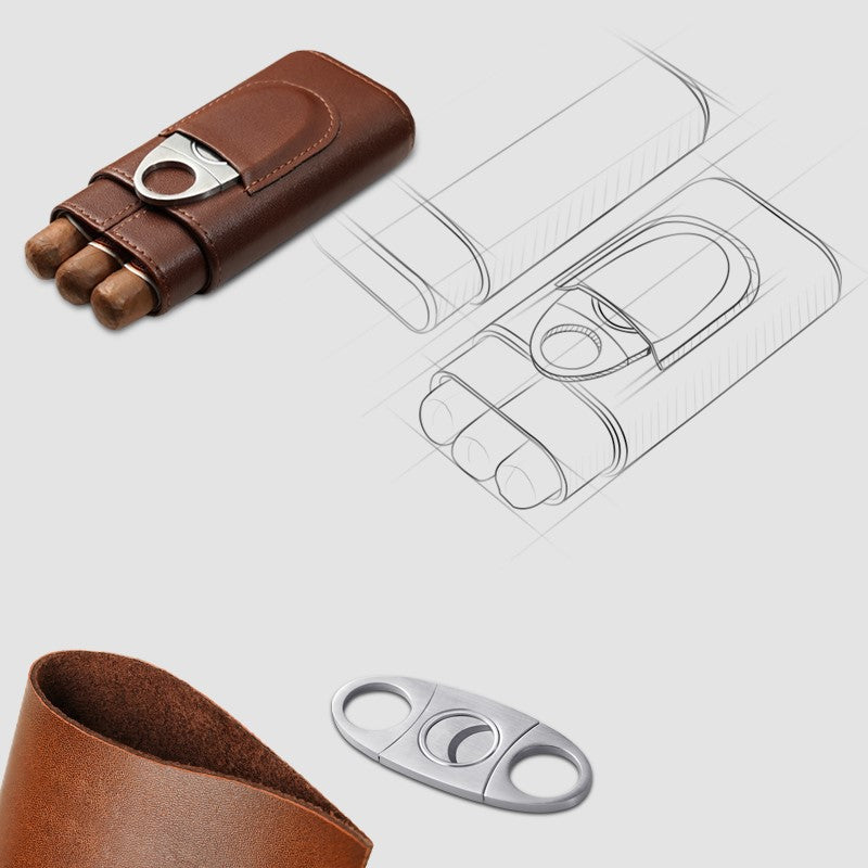Trident Cigar Case & Cutter Set
