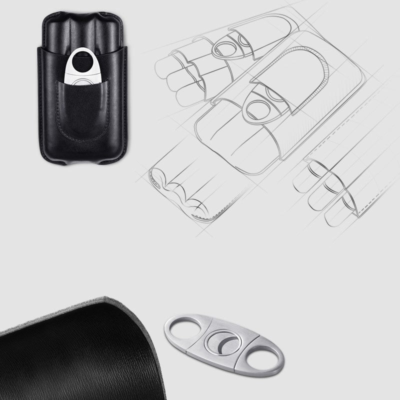 Trident Cigar Case & Cutter Set