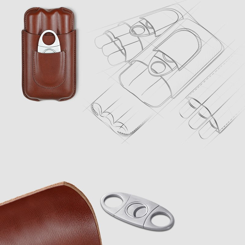 Trident Cigar Case & Cutter Set