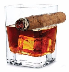 Whiskey Glass With Cigar Rest