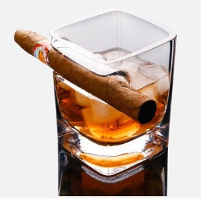 Whiskey Glass With Cigar Rest