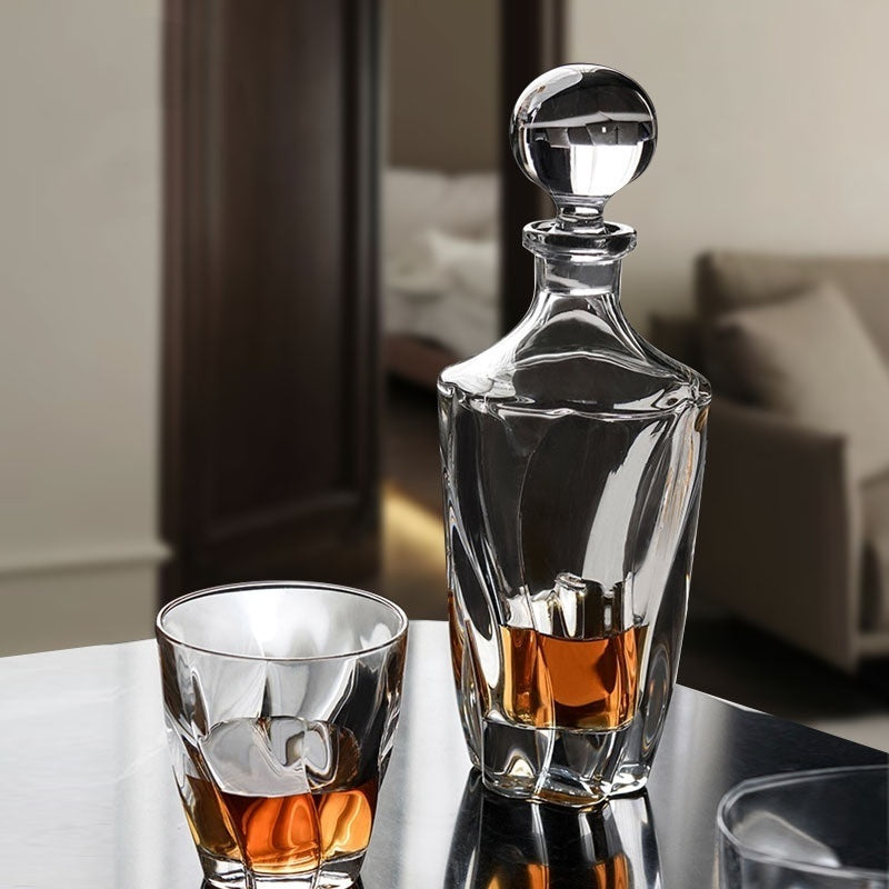 Elegant Whiskey Decanter and Drinking Glass