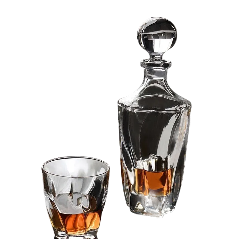 Elegant Whiskey Decanter and Drinking Glass