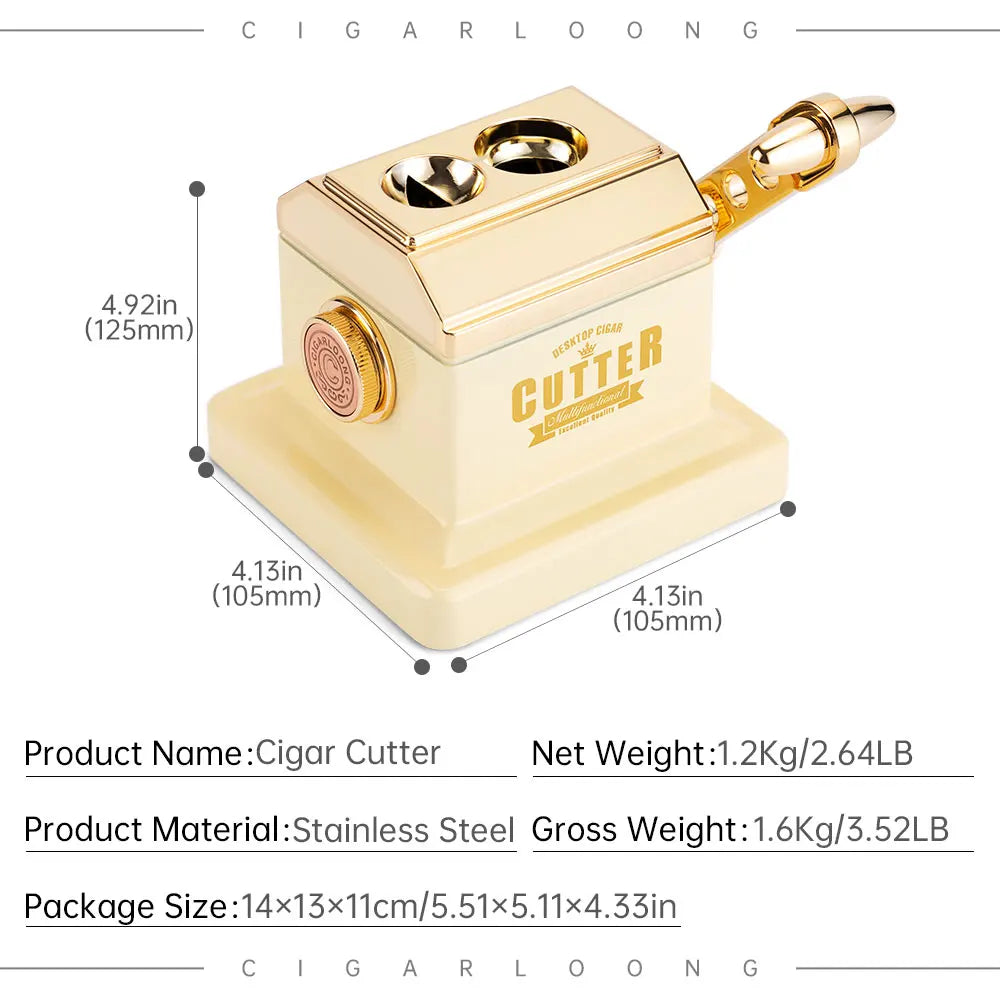 Luxury Small 2 Hole 2-in-1 Table Top Cigar Cutter