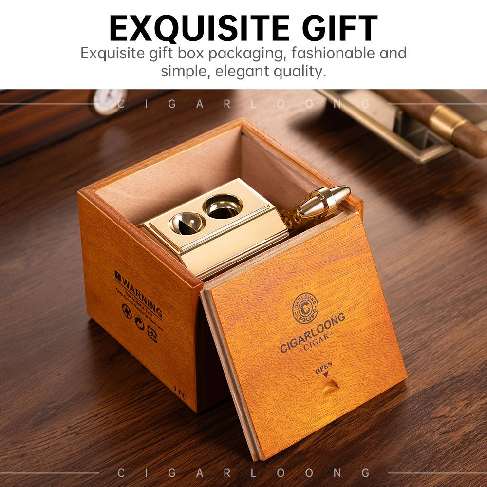 Luxury Small 2 Hole 2-in-1 Table Top Cigar Cutter