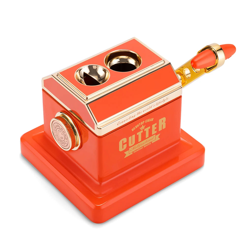 Luxury Small 2 Hole 2-in-1 Table Top Cigar Cutter