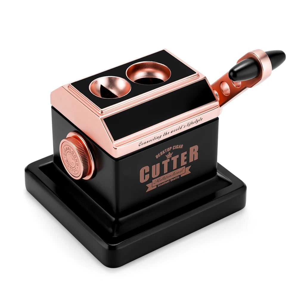 Luxury Small 2 Hole 2-in-1 Table Top Cigar Cutter