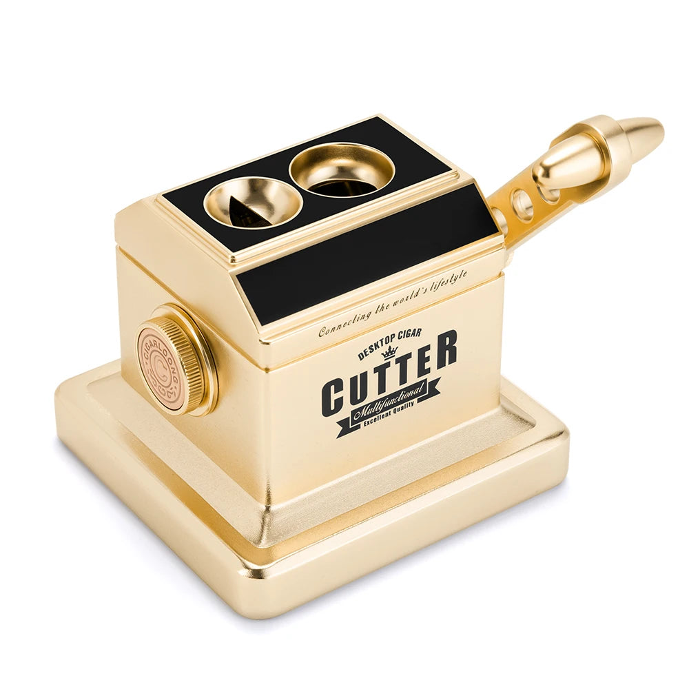Luxury Small 2 Hole 2-in-1 Table Top Cigar Cutter