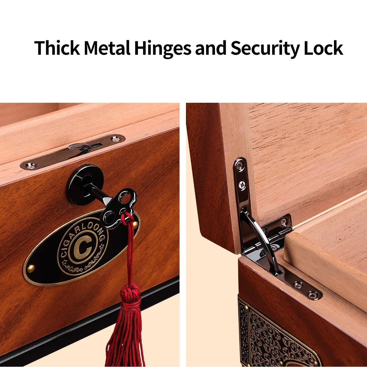 Large Ornate Cedar Wood Cigar Humidor