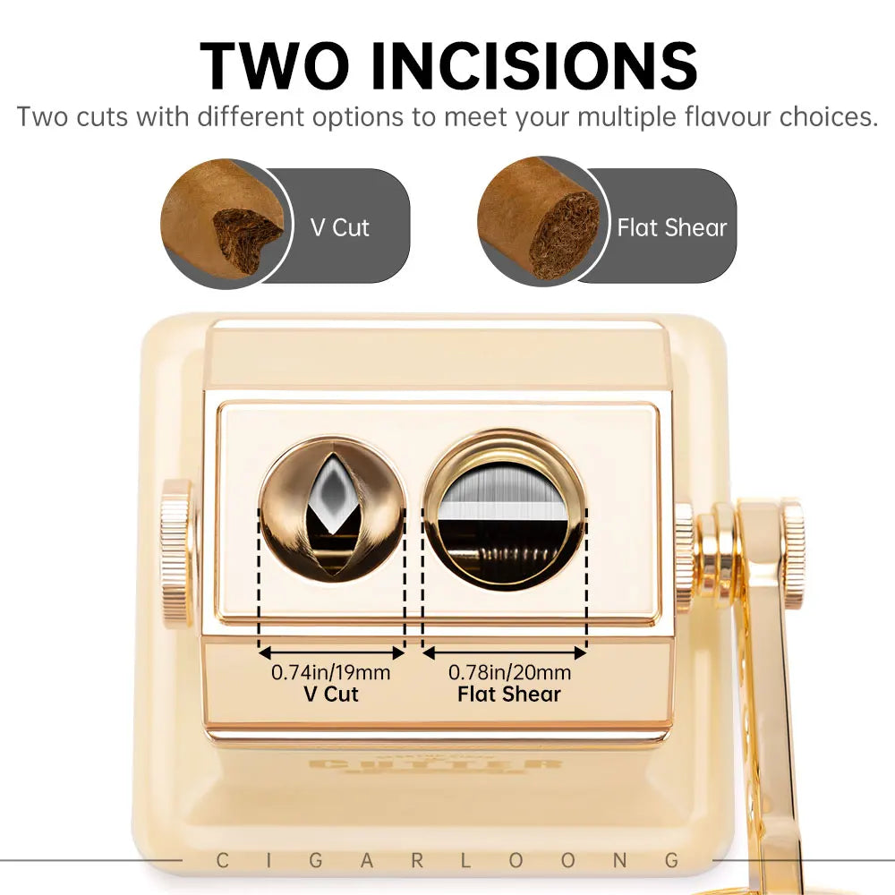 Luxury Small 2 Hole 2-in-1 Table Top Cigar Cutter
