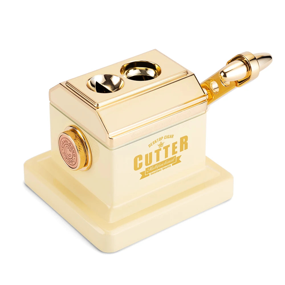 Luxury Small 2 Hole 2-in-1 Table Top Cigar Cutter