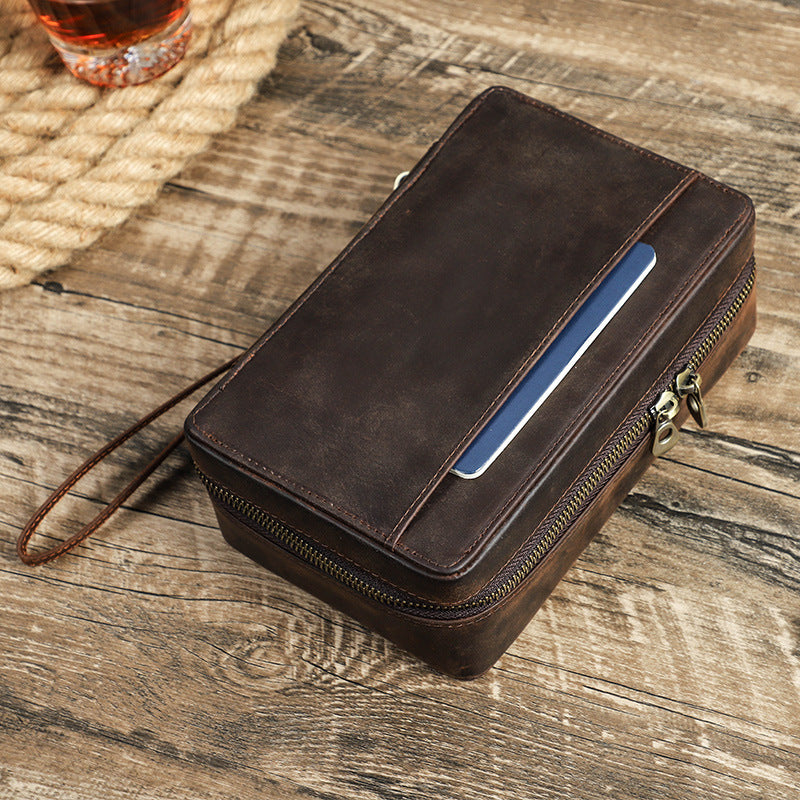 Crazy Horse Double Zipper Cigar Case