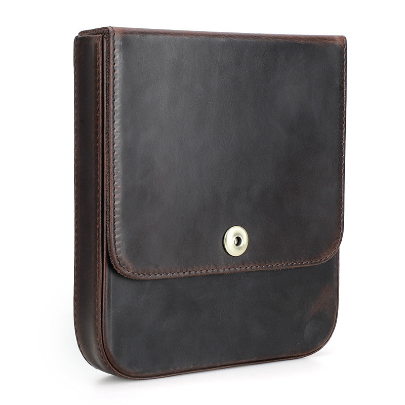 Four-Cigar Magnetic Buckle Clamshell Leather Pouch