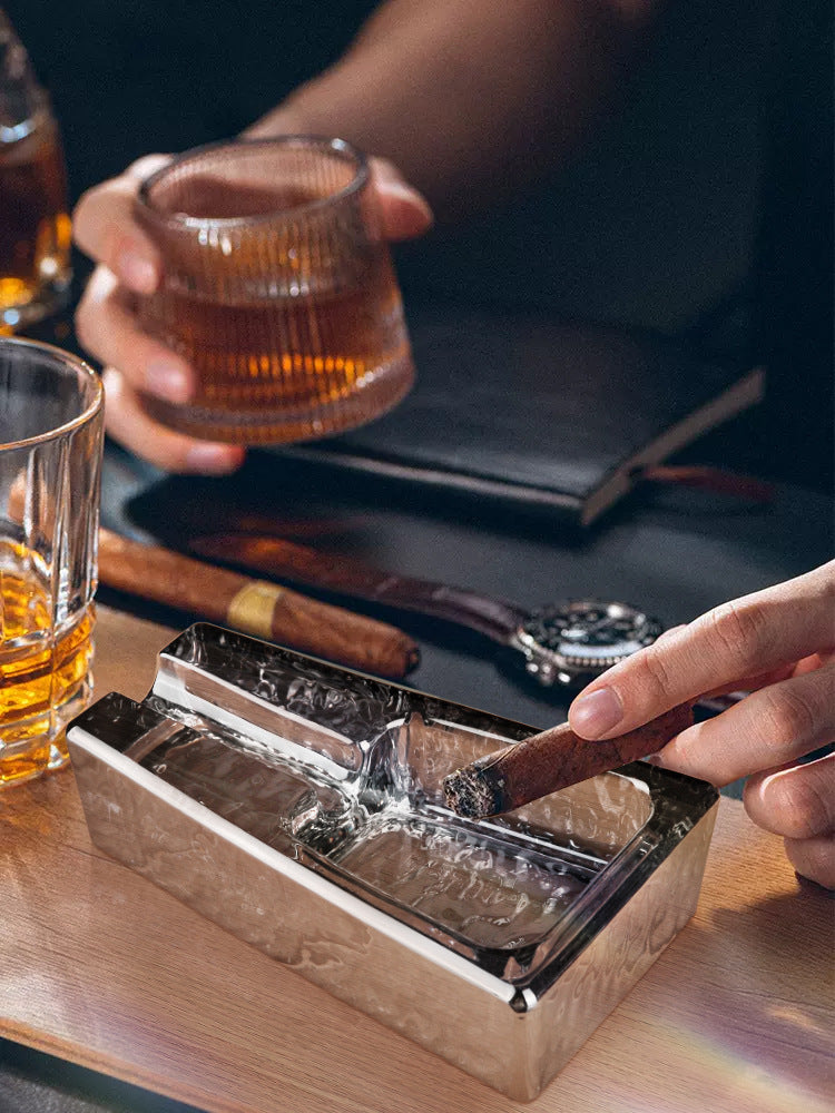 Elegant Glass Cigar Ashtray